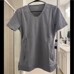 JAANUU Women’s V-Neck Rib Hem Top (Grey)